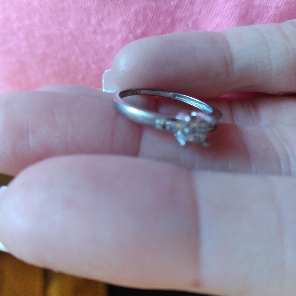 925 promise ring with genuine princess cut diamond